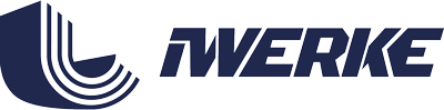 Логотип компанії IWERKE з фірмовим темно-синім графічним знаком ліворуч від назви